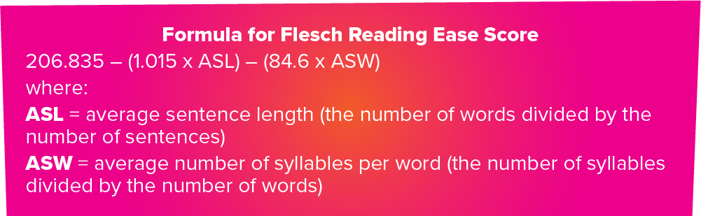Formula for Flesch Reading Ease Score